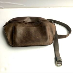 Brown leather fanny pack, belt bag, waist bag